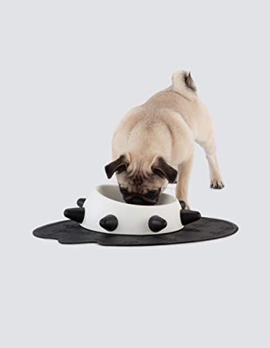 Купа за кучета UNITED PETS Boss Nano, Италиански дизайн, идеален за булдог, мопс, пекинеса, бостън-териер, Цвят: черно-бяло, Обем 160 мл, Направено в Италия за кучета