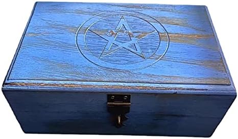 Реколта Ковчег за Бижута с Ключ Кристален Кутия За Съхранение на Wicca Пентаграм Дъб Дървена Кутия Дървена Кутия За Съхранение на Играчки, Дървени Въглища