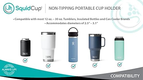 Не tipping преносим универсален държач за чаши, буркани и бутилки SquidCup за лодки (2 опаковки) С монтиране на диска SquidDisk за всякакви повърхности