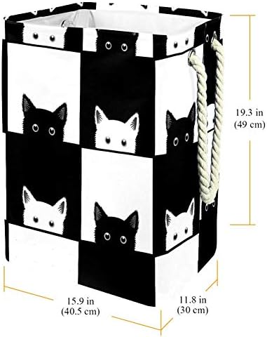 Inhomer Черно Бяла Котка Шахматната Дъска, на Фона 300D Оксфорд PVC, Водоустойчив Кошница За Дрехи, Голяма Кошница за Дрехи за Одеяла Дрехи Играчки в Спалнята