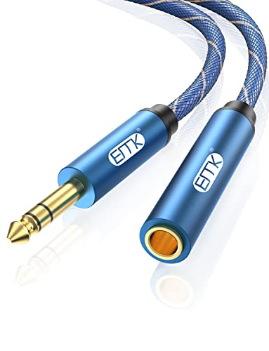 Удлинительный кабел EMK 1/4 инча, Удлинительный кабел за стереонаушников 6,35 мм 1/4 инча за мъже и жени, Удлинительный кабел за Китара, Позлатени Удлинительный кабел за слушалки на четвърт инч (1 ФУТ / 0,3 М)