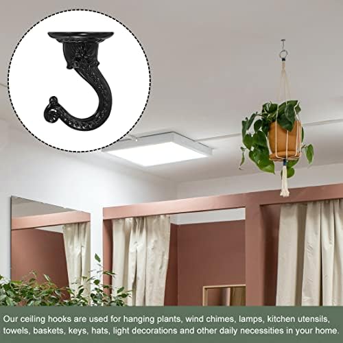 YOKIVE 2 Комплекта лампи на тавана куки, тежък окачен на кука с крепежным винт за висящи растения, отличен за офис, дом, ежедневна употреба (черен, 2, 2x1,6 инча)