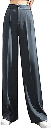 LMSXCT Модел Панталони за Жени, Еластични Панталони с Висока Талия и Прави Штанинами, Свободни Удобни Ежедневни Бизнес Работни Панталони с Джобове