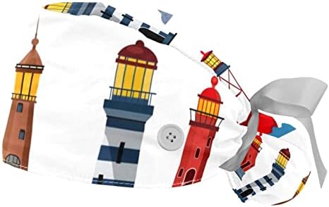 Регулируема Работна Шапка Sea Lighthouse с държач за cauda equina, 2 Опаковки, Шапчица-Търкане, Пищната Шапка за мъже и Жени Един Размер