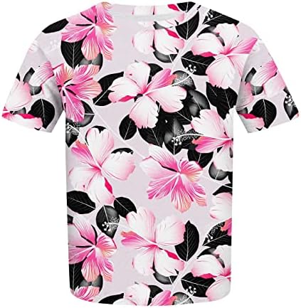 Тениска за жени, Дамска Риза с Къс ръкав и кръгло деколте, Риза Големи Размери, Ежедневни Блузи С Флорални Принтом