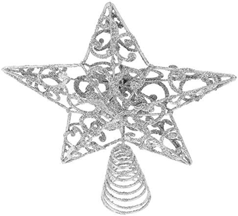Украса на коледната Елха с Коледна Звезда: 20 см, Блестяща 3D Сребърна Коледна Звезда, Върхът на Дървото, Украса от Желязната Дърво, Вечерни Сувенири, Аксесоари за Празничната Сватба