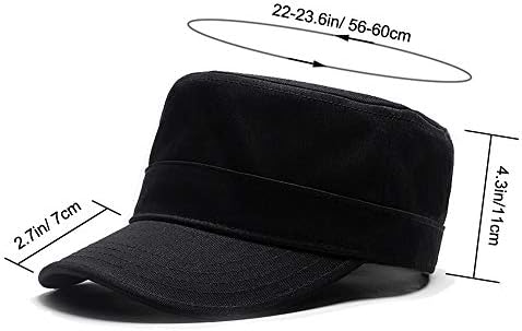 LERTREE Регулируема Мъжки Класическата бейзболна шапка от кепър лента през с плосък покрив, Военна Шапка 22-23,6 инча, Кадетская шапка
