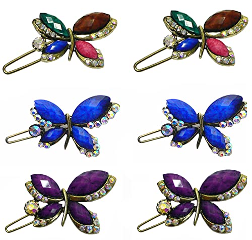JCGY Двойка Заколок с цип пеперуда, Разноцветни Мъниста, Блестящи Кристали LPW86250-2prA