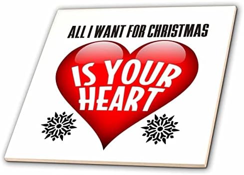 Триизмерно думи Всичко, което искам за Коледа, това е Твоето Сърце с червени сърца - Плочки (ct_350580_1)