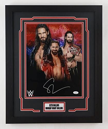 Ексклузивна снимка на Сет Роллинза WWE с Автограф, В Рамката на 11x14 JSA Authen 7 - Снимки Рестлинга с автограф