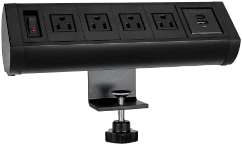 Удължител за десктоп контакти с USB A / C Тенис на захранване, инсталиране на ръба на масата, с 4 розетки Порт за бързо зареждане на USB Type-C, 4,9 фута. Удължителен кабел (за дома, офиса, конферентни зали и т.н.)