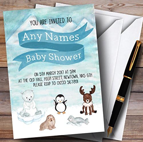Пощенска картичка Зоопарк лед на Полярните Животни покани за участие в детски душ покани