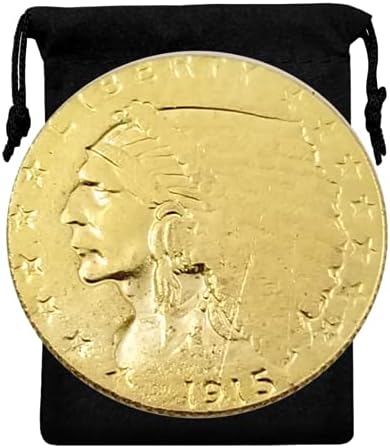Kocreat Копие 1915 Златна Монета с Главата на Индийския Орел 2,5 Долара -Точно Копие на Сувенирни Монети на САЩ, Щастлива Монета, Монета, Скитници, Колекция Долара Морган