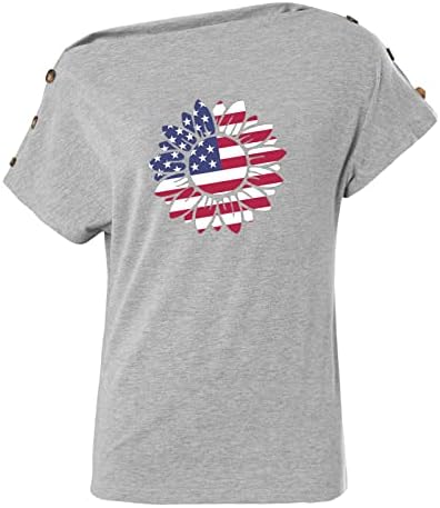 Американската Патриотическая Тениска за Жени, Американският Флаг, Тениска с открити Рамене, Четвърти юли, САЩ, Върховете в Звездната Ивица, Блуза