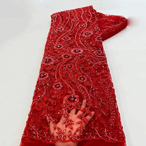ZZML 5 Ярда Материали за шиене със собствените си Ръце, Расшитая Мъниста Тюлевая Лейси Плат с Пайети за Вечерните рокли (Цвят: черен размер: 5 ярда)
