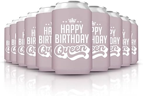 Охладител за кутии за рожден Ден, Изолирани Ръкави за напитки, Украса честит Рожден Ден, Декорация за рожден ден и Сувенири за партита, Опаковка от 10 броя (Birthday Queen)