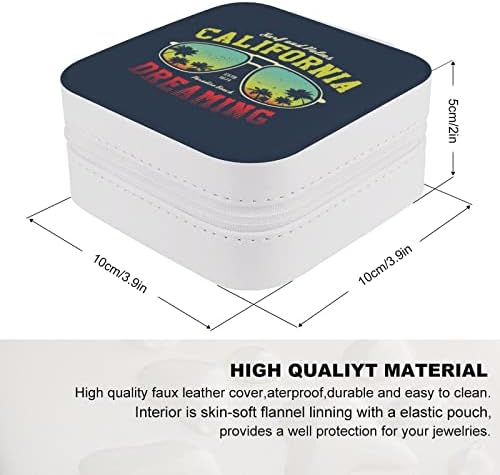 California Сърфист Tee Графична Кутия За Съхранение На Бижута, Изкуствена Кожа Малък Органайзер Кутии Пътен Бижутериен Калъф С Цип