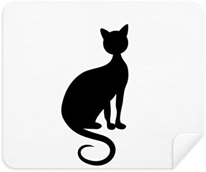 Черна Котка е Елегантна Статуетка на Животното Изкуство Контур Плат За Почистване на Екрана за Пречистване на 2 елемента Замшевой Тъкан