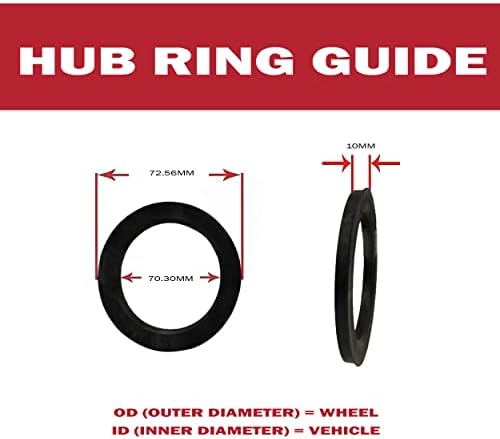 Джанти аксесоари Комплект части от 4-те центрирующих пръстените на главината с диаметър от 72,56 мм до 70,30 мм, поликарбонат (Пръстен на главината на колелото, 4 комплек?