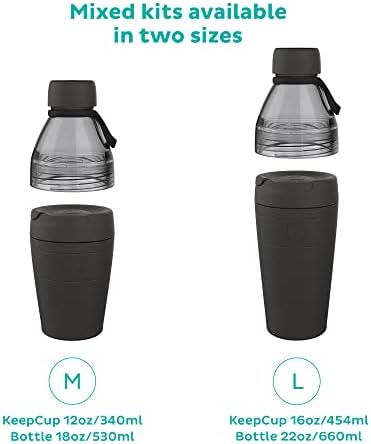 KeepCup Helix Смесен комплект | за многократна употреба Разход на чаша от неръждаема стомана и пластмаса с двойно отваряне за бутилки | Пътна чаша с напълно запечатани закручивающейся капак и капак за бутилки с вода