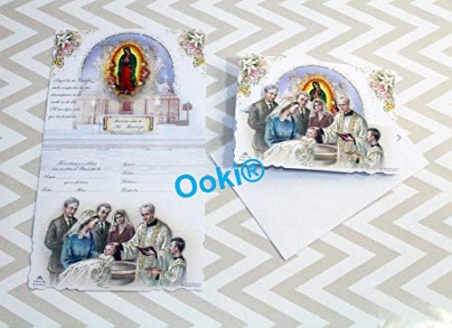 Покани от Ооки Мария от Гуадалупе Гардиън Family Invitaciones de Mi Bautizo Подаръци за испанския Кръщението на Кръщенета (24)