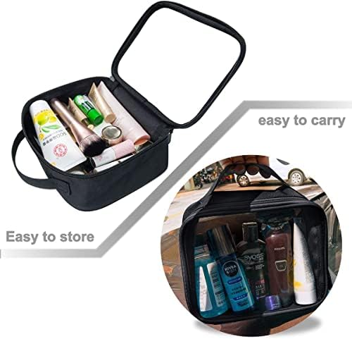 Дамски Прозрачни козметични чанти ANRUI, Одобрен от TSA Несессерная чанта с каишка на дръжката, Прозрачна Несессерная чанта, Чанта с размерите на Литър, Прозрачни козметични чанти за пътуване, 5 черни (със същия размер)
