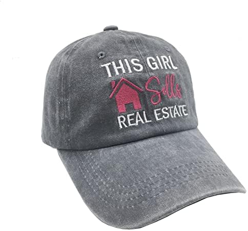 Waldeal Дамски бейзболна шапка This Girl Real Estate Недвижимост с Регулируема Выстиранной Саржевой Шапка за Татко